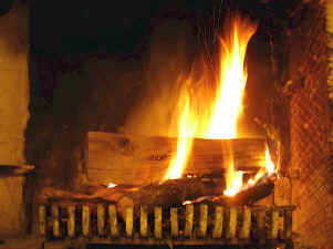 kitchen fire in a Tuscan farmhouse